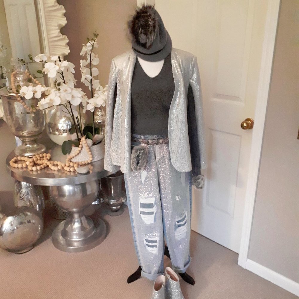 EUC Rosanna grey wool & angora blend faux fur sweater, S